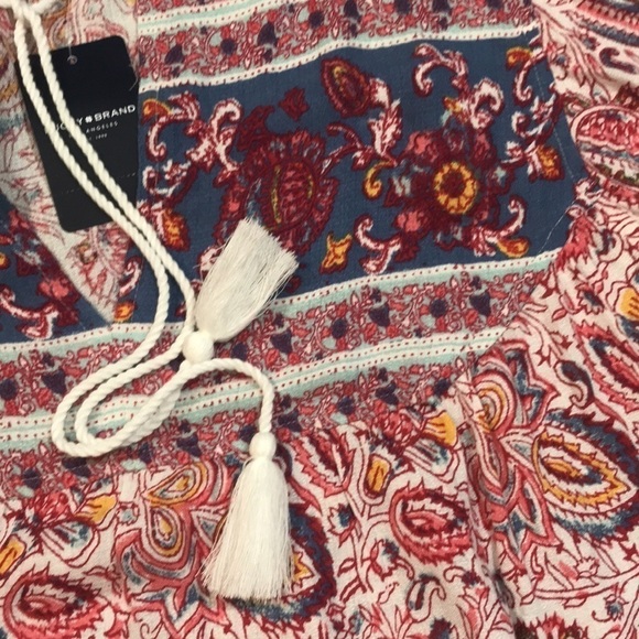 Lucky Brand Viscose Floral Paisley Boho Pheasant Style NWT Blouse size L - Picture 6 of 10